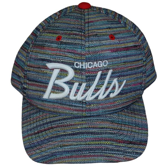Chicago Bulls Mitchell & Ness Script Colorful Knit Fabric Snapback Hat Cap - Picture 1 of 10